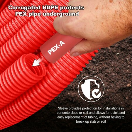 Everflow HDPE Corrugated Pre-Sleeved Insulated PEX-A tubing 3/4''x 300 Ft. Red ZPSPS56522